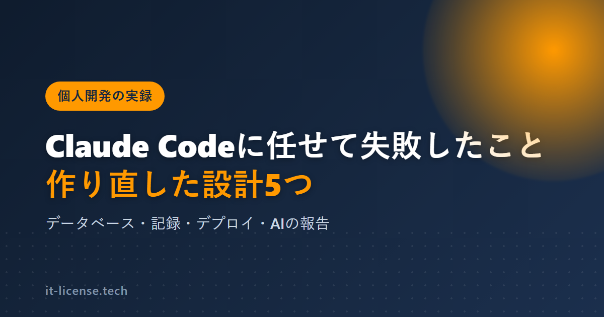Claude Codeに任せて失敗したこと|個人開発で作り直した設計5つ